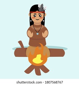 Native American Indian mascot design illustration