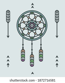 Native American Indian ornament with deamcatcher and arrows elements vector illustration. Dream catcher icon vector.