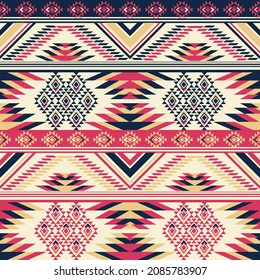 Native american indian ornament pattern geometric ethnic textile texture tribal aztec pattern navajo mexican fabric seamless Vector decoration fashion