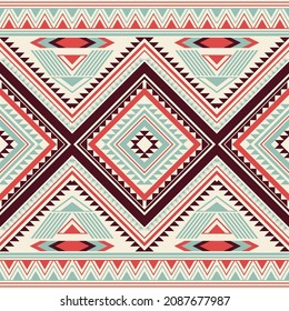 Native american indian ornament pattern geometric ethnic textile texture tribal aztec pattern navajo mexican fabric seamless Vector decoration fashion