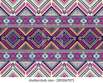 Native american indian ornament pattern geometric ethnic textile texture tribal aztec pattern navajo mexican fabric seamless Vector decoration fashion