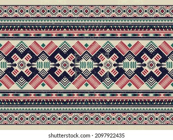 Native american indian ornament pattern geometric ethnic textile texture tribal aztec pattern navajo mexican fabric seamless Vector decoration fashion