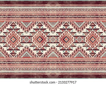 Native american indian ornament pattern geometric ethnic textile texture tribal aztec pattern navajo mexican fabric seamless Vector decoration fashion