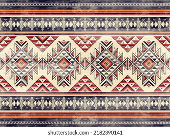 Native american indian ornament pattern geometric ethnic textile texture tribal aztec pattern navajo mexican fabric seamless Vector decoration fashion