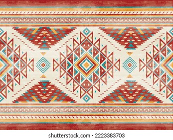 Patrón de ornamento indio nativo americano textura geométrica étnica textura tribal azteca patrón navajo tejido mexicano sin costuras Vector decoración moda