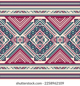 Native american indian ornament pattern geometric ethnic textile texture tribal aztec pattern navajo mexican fabric seamless Vector decoration fashion