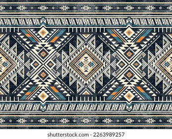 Native american indian ornament pattern geometric ethnic textile texture tribal aztec pattern navajo mexican fabric seamless Vector decoration fashion