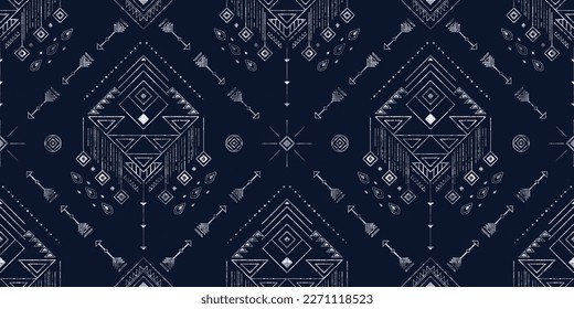 Native american indian ornament pattern geometric ethnic textile texture tribal aztec pattern navajo mexican fabric seamless Vector decoration fashion