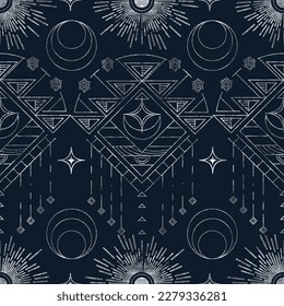 Native american indian ornament pattern geometric ethnic textile texture tribal aztec pattern navajo mexican fabric seamless Vector decoration fashion