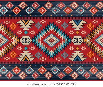 Native american indian ornament pattern geometric ethnic textile texture tribal aztec pattern navajo mexican fabric seamless Vector decoration fashion