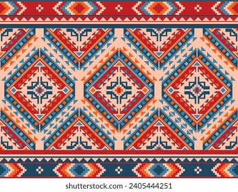 Native american indian ornament pattern geometric ethnic textile texture tribal aztec pattern navajo mexican fabric seamless Vector decoration fashion