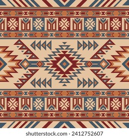 Native american indian ornament pattern geometric ethnic textile texture tribal aztec pattern navajo mexican fabric seamless Vector decoration fashion