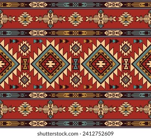 Indianisches Indianerverzierungsmuster Indianerinnen Indianerinnen geometrische Textur Tribal aztec Muster navajo mexican Gewebe nahtlos Vectordekoration Mode