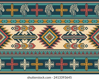 Patrón de ornamento indio nativo americano textura geométrica étnica textura tribal azteca patrón navajo tejido mexicano sin costuras Vector decoración moda