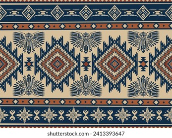 Native american indian ornament pattern geometric ethnic textile texture tribal aztec pattern navajo mexican fabric seamless Vector decoration fashion