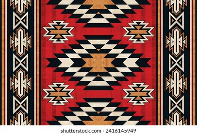 Native american indian ornament pattern geometric ethnic textile texture tribal aztec pattern navajo mexican fabric seamless Vector decoration fashion