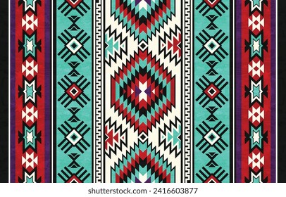 Patrón de ornamento indio nativo americano textura geométrica étnica textura tribal azteca patrón navajo tejido mexicano sin costuras Vector decoración moda