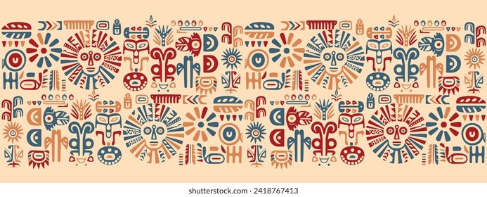 Native american indian ornament pattern geometric ethnic textile texture tribal aztec pattern navajo mexican fabric seamless Vector decoration fashion