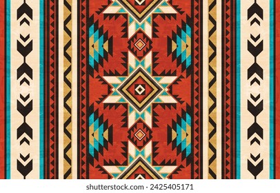 Patrón de ornamento indígena nativo americano étnico textura textil patrón azteca tribal navajo tela mexicana sin costuras Vector decoración moda