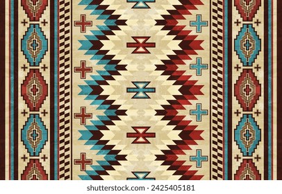 Patrón de ornamento indígena nativo americano étnico textura textil patrón azteca tribal navajo tela mexicana sin costuras Vector decoración moda