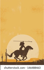 Native american indian poster, vector