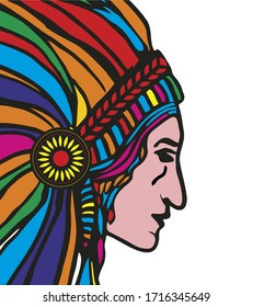 Native american indian print embroidery graphic design vector art