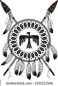 escudo y lanzas indias de América nativa