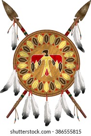 Native American Indian Shield And Spears