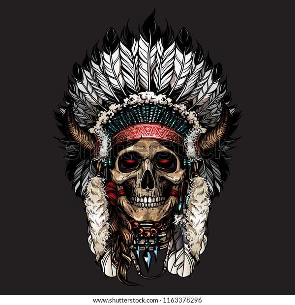 Native American Indian Skeleton Face Stock Vector (Royalty Free) 1163378296