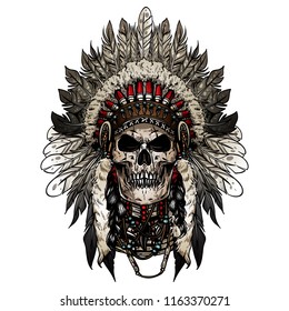 Native American indian skull face