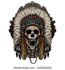 Native american indian skull face