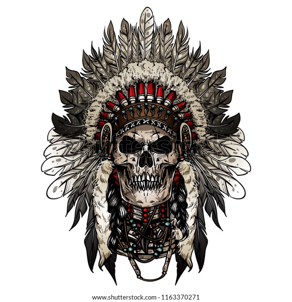 Native American Indian Skull Face Stock Vector (Royalty Free) 1163370271