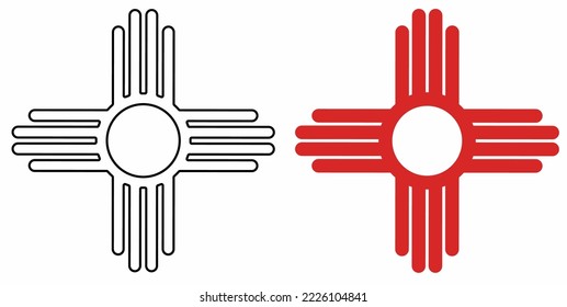 native American Indian sun Symbol set isolated on white background