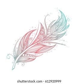 Native American Indian talisman. Vector tribal feathers.