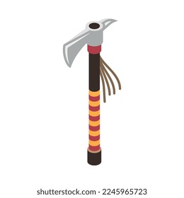 Ilustración vectorial isométrica de tomahawk indio nativo americano