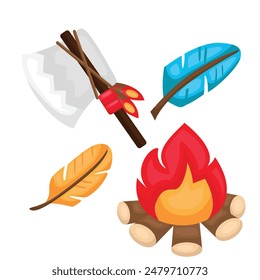 Vinilo Clipart de Vector de ilustración de dibujos animados de herramientas clásicas de arma indígena nativo americano