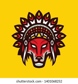 native american indian wolve esport logo mascot vector illustration