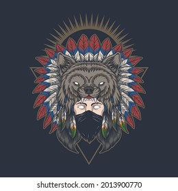 Native american indian woman wearing a mask vector illustration for your company or brand