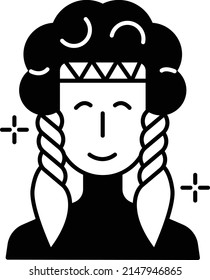 Native American indigenous Woman Face wearing head band Concept Vector line Icon Design, American culture and traditions Symbol, United States Social Sign, US Arts and literature Stock illustration