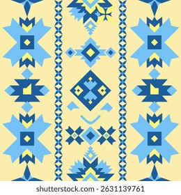 Indianer inspiriertes geometrisches Design mit Sommertönen für Textilien und Tapeten, Vektorgrafik und Illustration