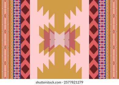 Native American inspired geometric seamless pattern. Southwestern boho decor. Ethnic woven textile design.