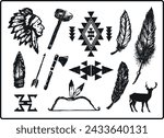 Native American Items Hand Drawn Vector Illustration Board