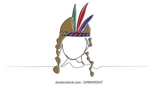 native american line art drawing.abstract line illustration of native american ethnicity