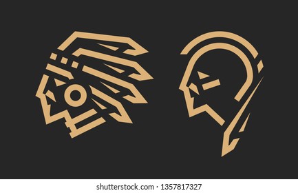 Native American Logo, Chief And Warrior.