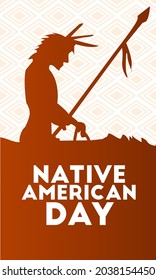 Native American Man with Horse design on a traditional pattern background. Template for background, banner, card, poster with text inscription. Vector EPS10 illustration