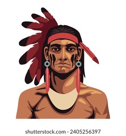 diseño de ilustración para hombre de américa nativa