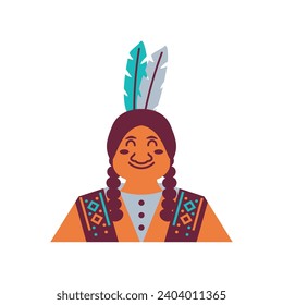 native american man illustration isolated
