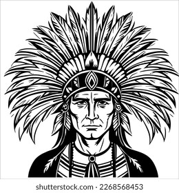 Native American Man in Traditional Feather Headdress: Symbol of Honor and Pride
