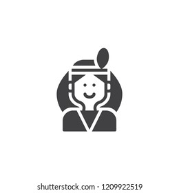 Native American man vector icon. filled flat sign for mobile concept and web design. simple solid icon. Symbol, logo illustration. Pixel perfect vector graphics