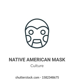 Native american mask outline vector icon. Thin line black native american mask icon, flat vector simple element illustration from editable culture concept isolated on white background